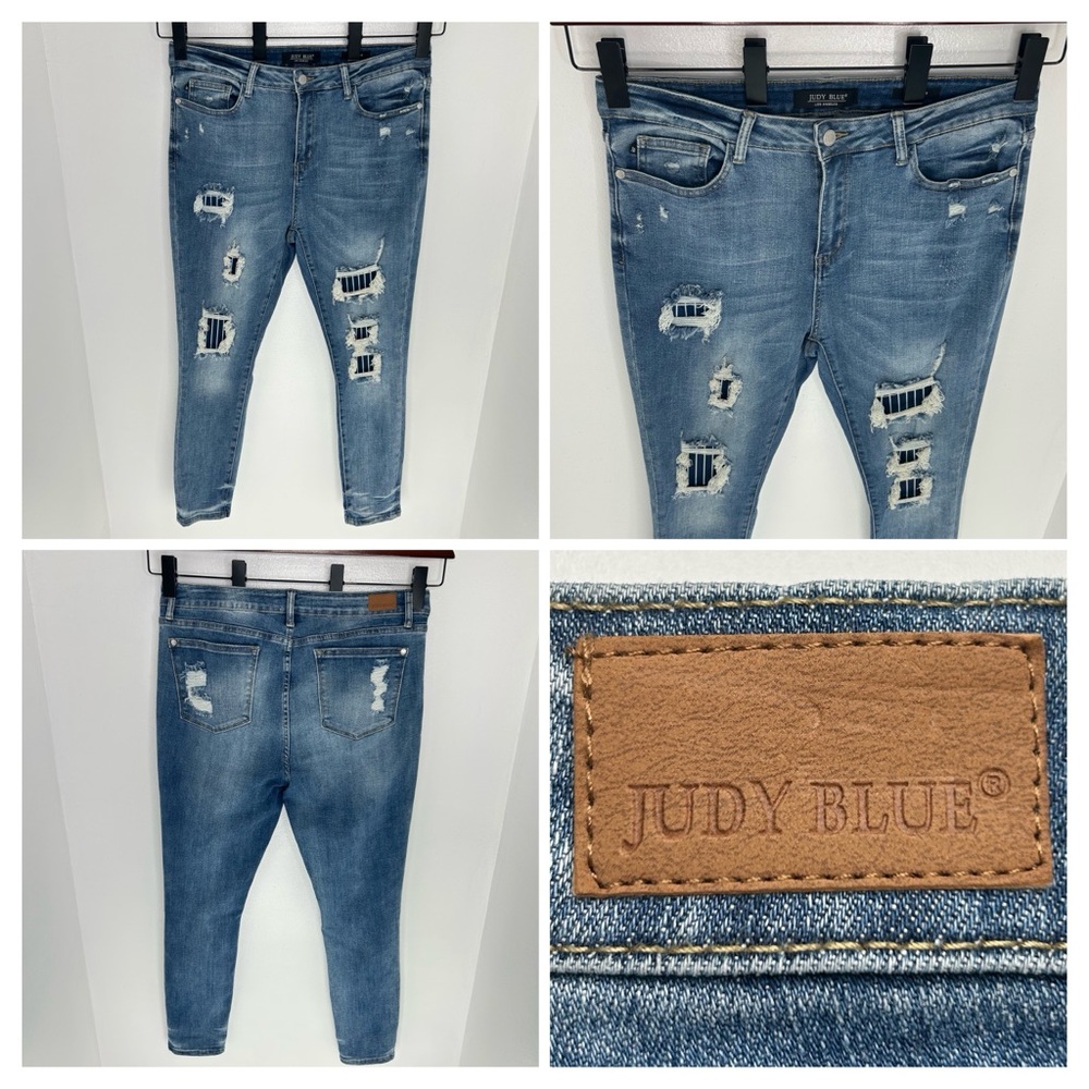 Judy Blue‎ Jeans Womens 13/31 Skinny Fit Mid Rise Distressed JB88181 34x28